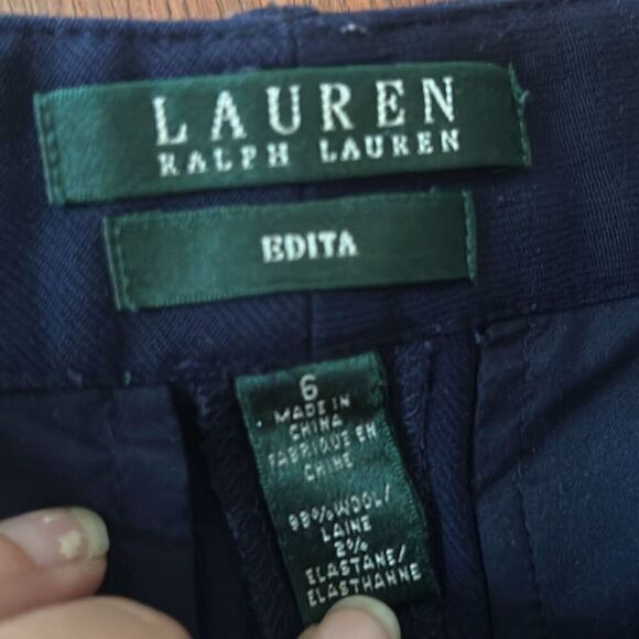 Ralph Lauren Edita navy pants wool  straight leg size 6 - Picture 3 of 6